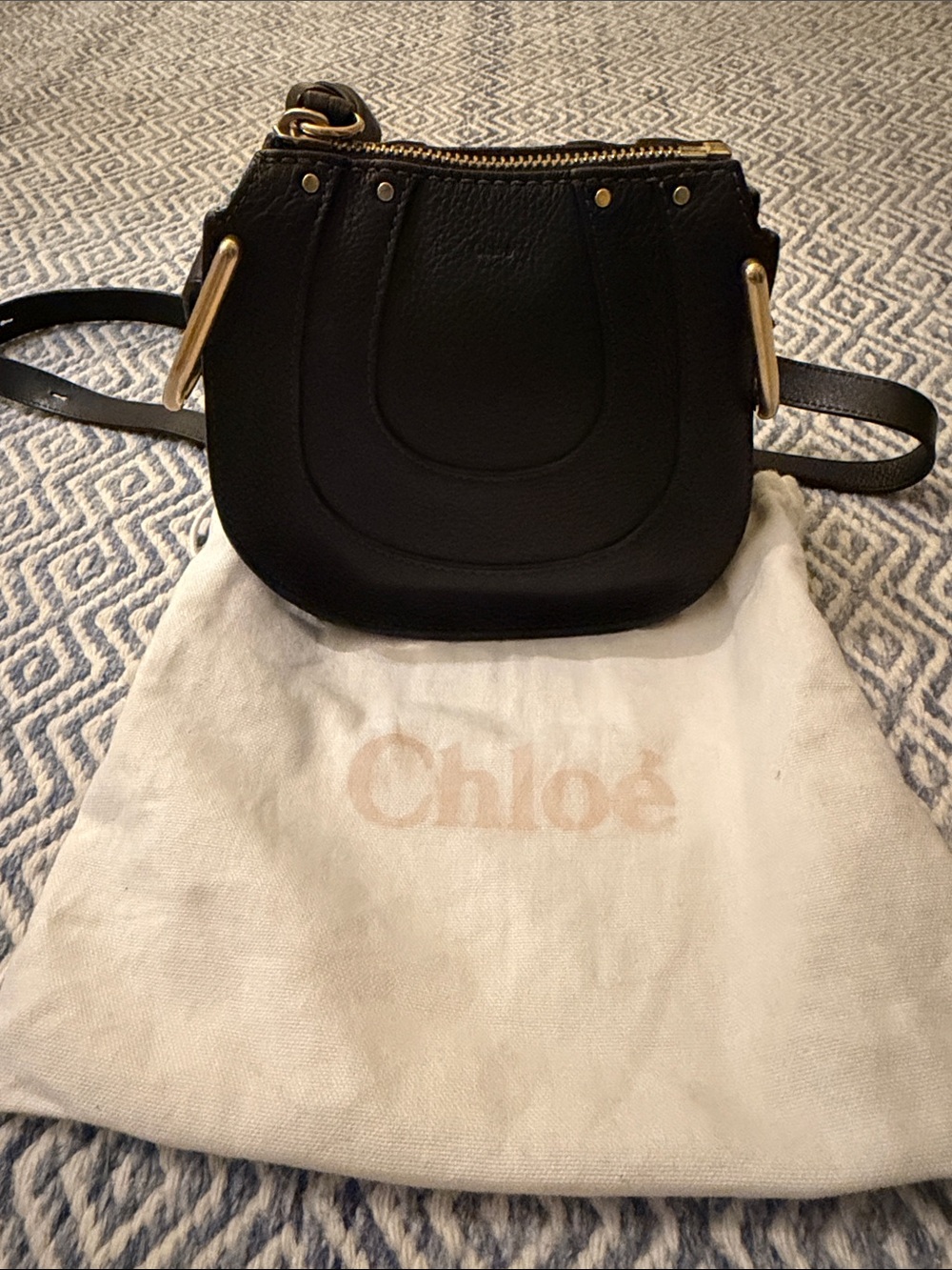 Chloé Black Pebbled Leather Hayley Mini Crossbody with Gold-Tone Hardware - Picture 3 of 10